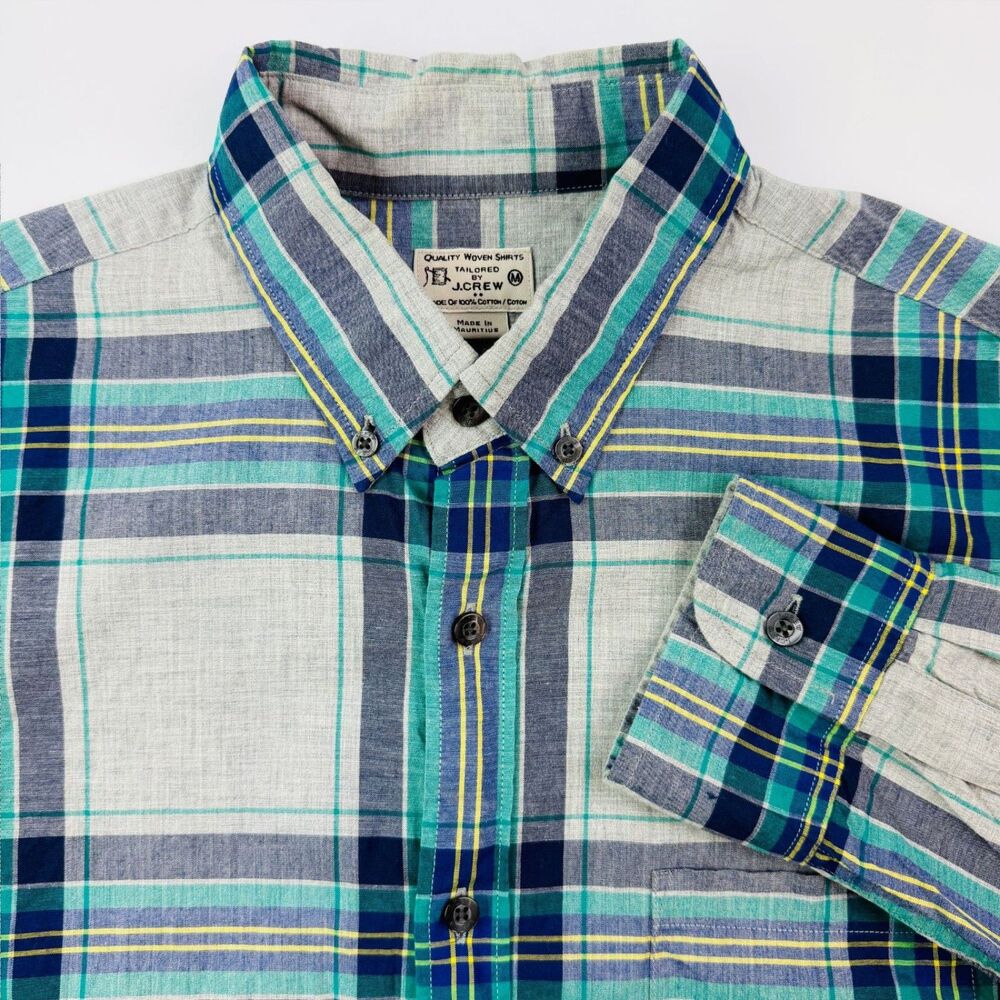 J. Crew Blue Green Plaid Button Down Medium